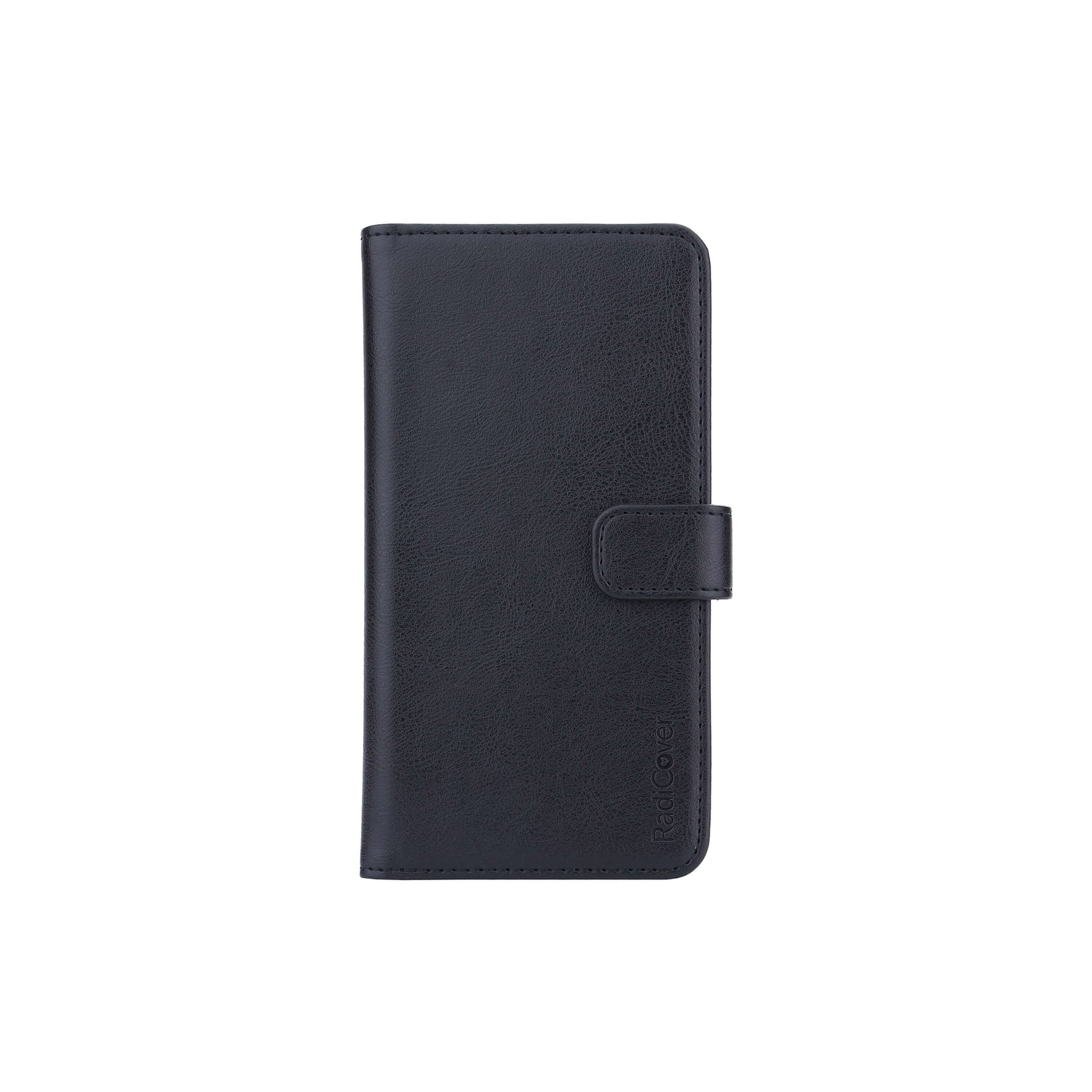 Radicover Exclusive 2-in-1 Universal Large (5.5-6.7) black leather phone wallet case with RFID and magnetic clasp.