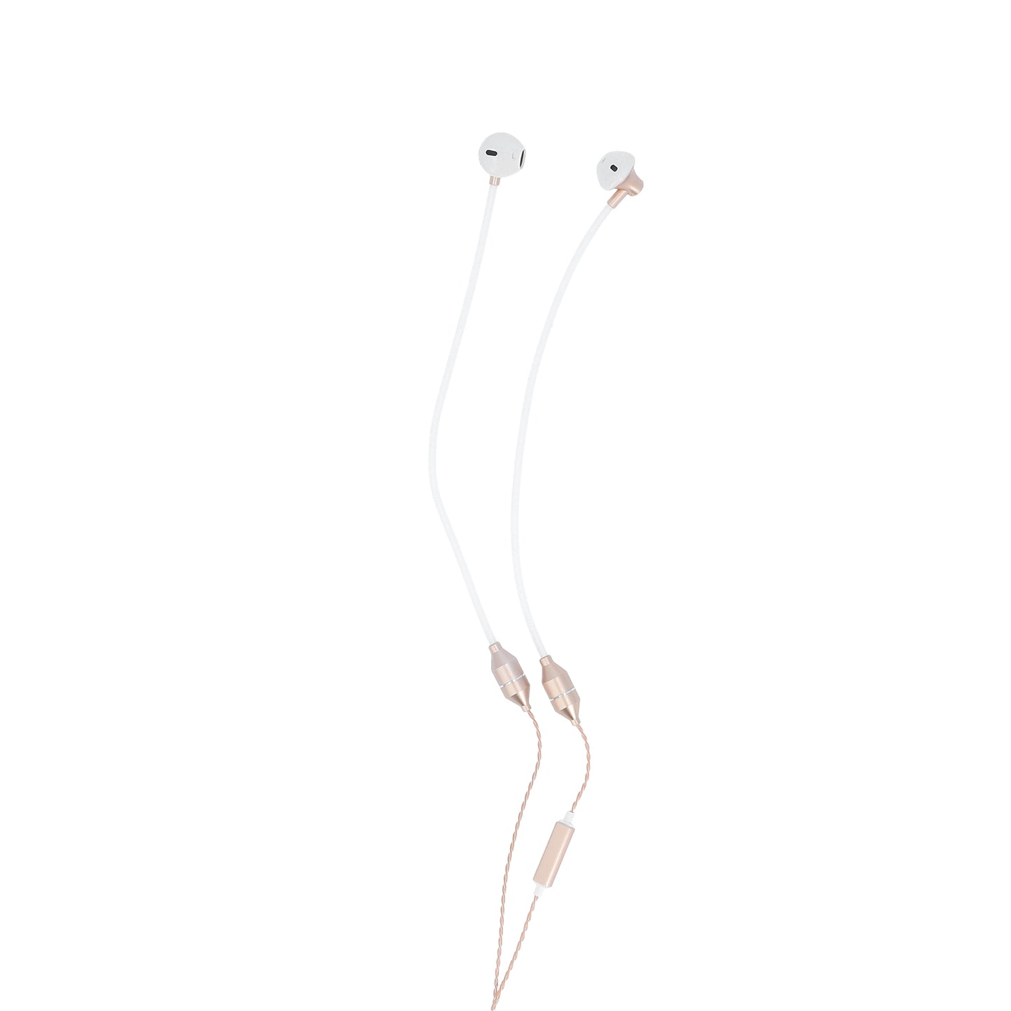 Radicover Wired In-Ear Headphones with mic, white with gold accents, and anti-mobile radiation Air Tube tech.