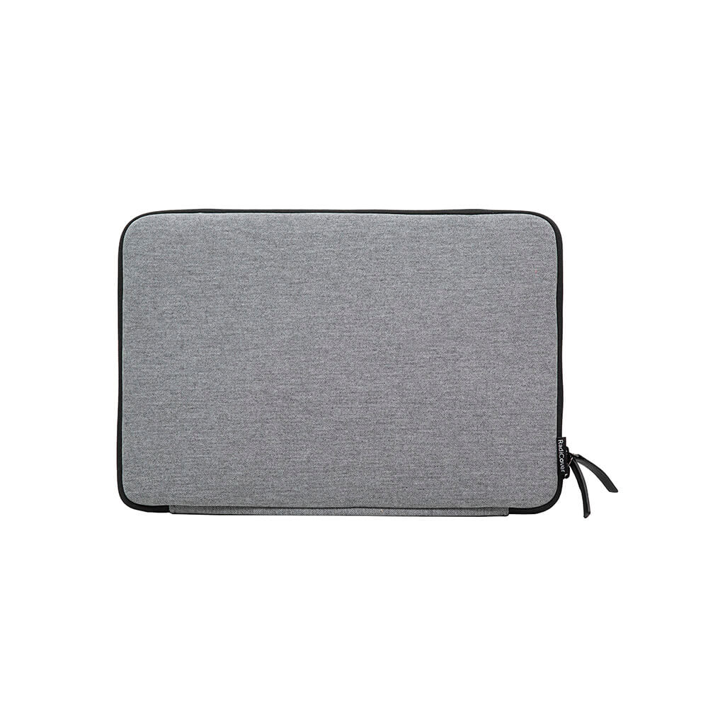 Radicover Computer Sleeve - Universal 15.6, gray with zipper, shown on white background.