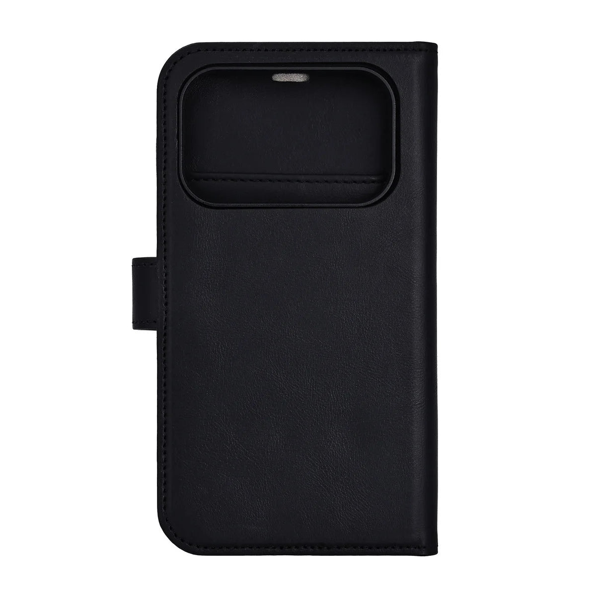 Radicover Exclusive 2-in-1 iPhone 17/18 Pro: black leather cover with RFID, flap, magnetic closure, camera cutout.