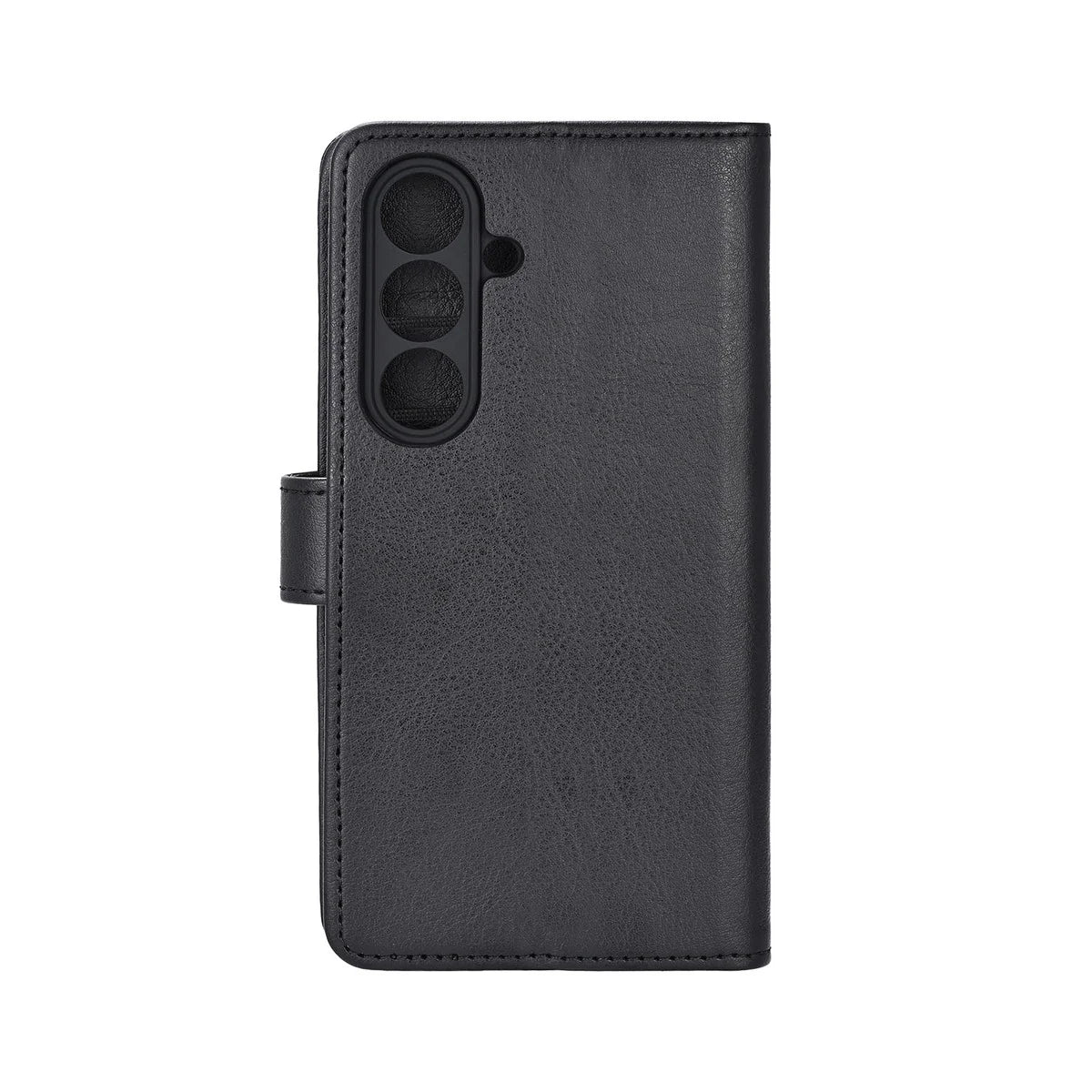 Radicover Fashion Wallet for Samsung Galaxy S26: black vegan leather, RFID protection, camera cutouts, back view.